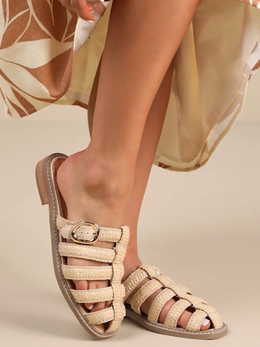 DV Dolce Vita Falcun Raffia Fisherman Slide Mule Sandals Natural Size 10